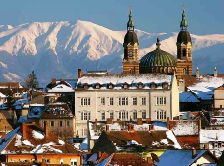 Goblen cu diamante patrate - Vedere Sibiu - 50x40 cm - cu sasiu