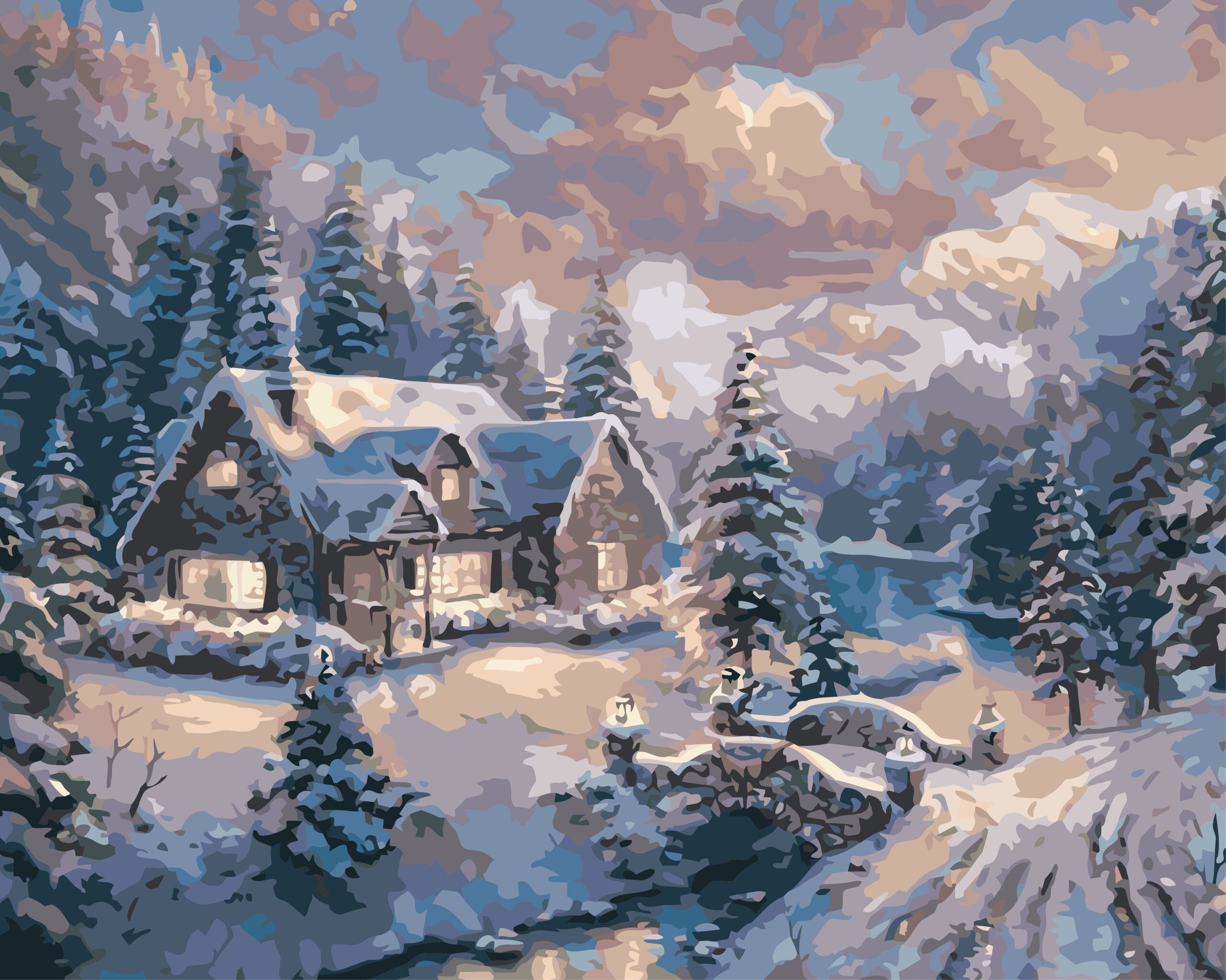 Set pictura pe numere - Peisaj iarna - 50x40 cm