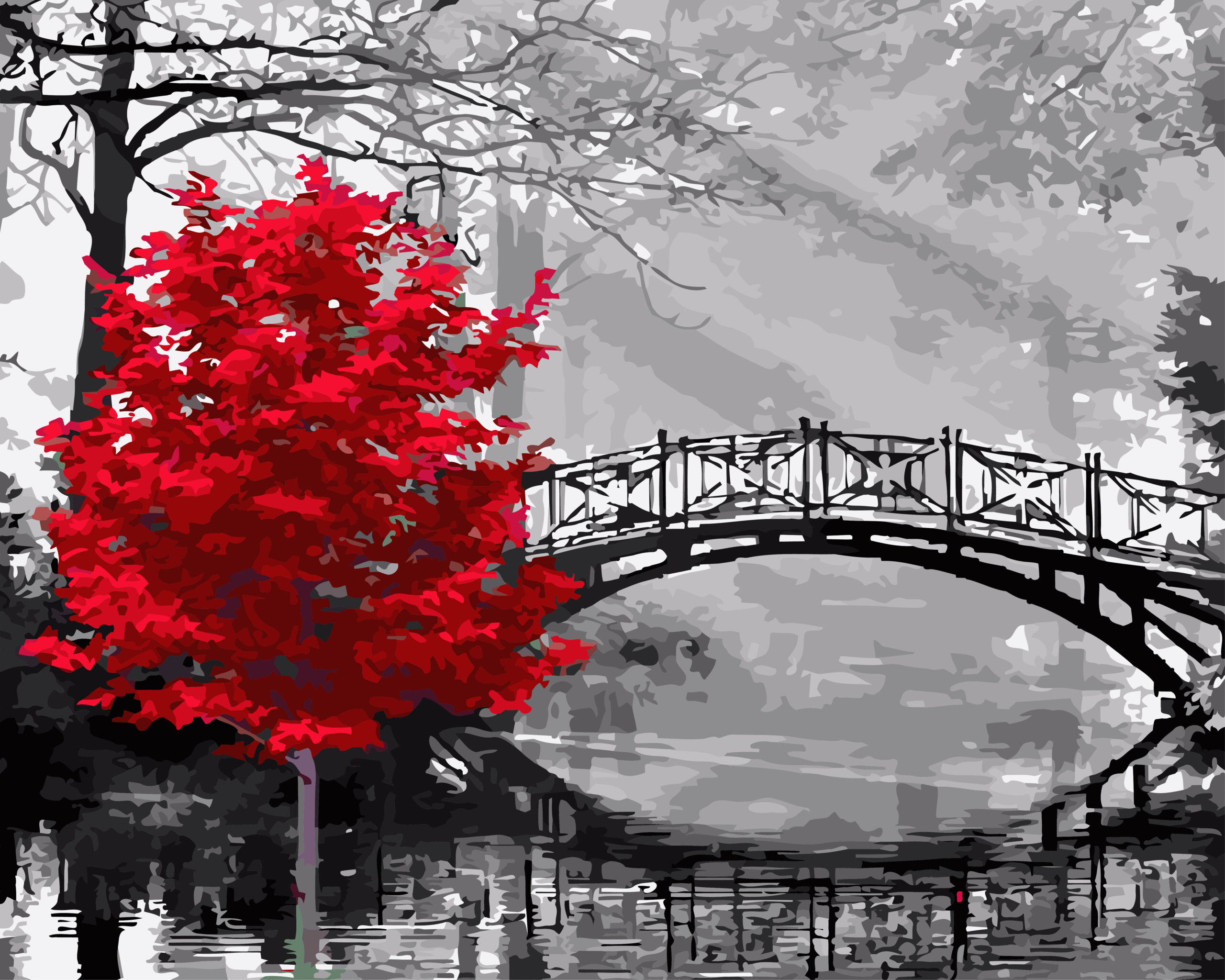 Set pictura pe numere - Red tree - 50x40 cm